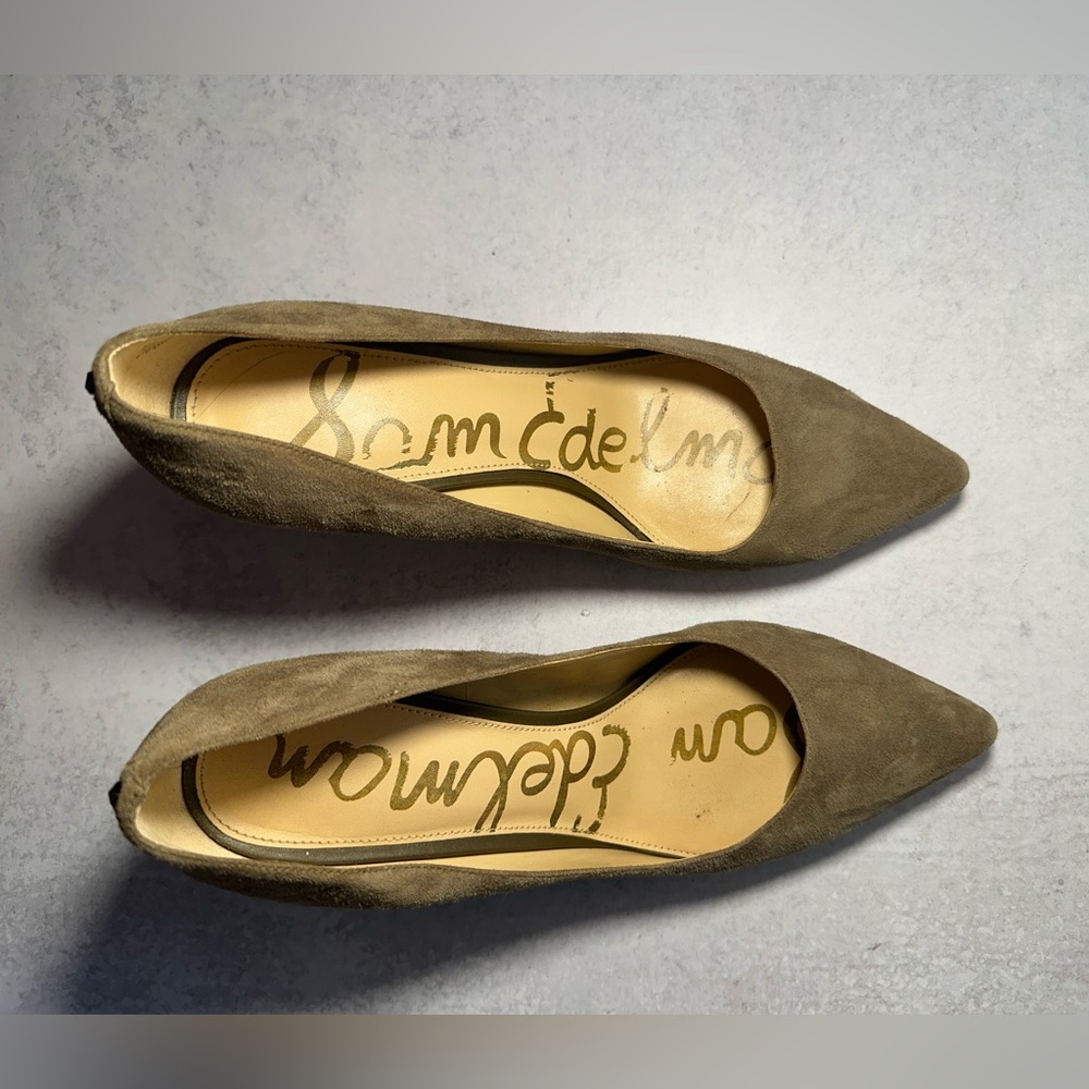 🌟SALE🌟 Sam Edelman Tristan Suede Women’s Pump - Khaki Color Size 8.5 - Picture 4 of 5